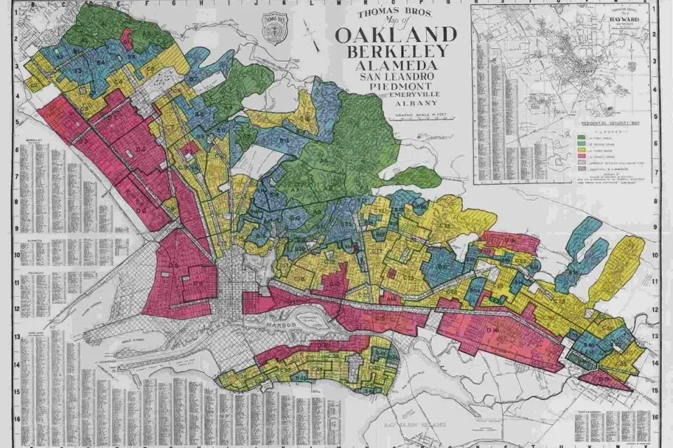 Redlining map of Oakland and Berkeley.